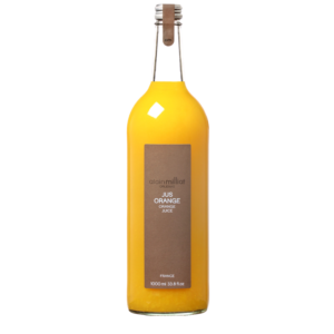 Délicieux jus d'orange de chez Alain Milliat, bouteille en verre 1l