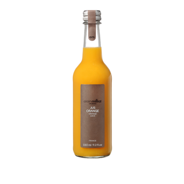 Jus d'orange de chez Alain Milliat en bouteille en verre de 33cl