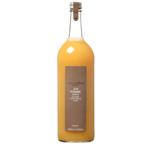 Délicieux jus de pomme cox's de chez Alain Milliat, bouteille en verre 1l