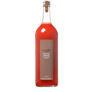 Délicieux nectar de fraise de chez Alain Milliat, bouteille en verre 1l