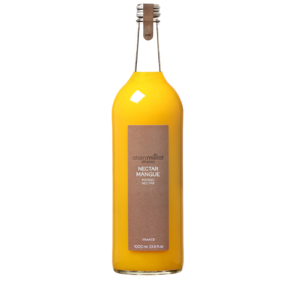 Délicieux nectar de mangue de chez Alain Milliat, bouteille en verre 1l