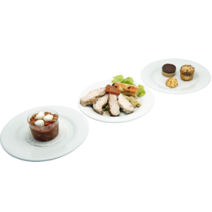 Plateau repas Le Mans - Salade méditerranéenne, Poulet, mille-feuille de légumes, minis dessert